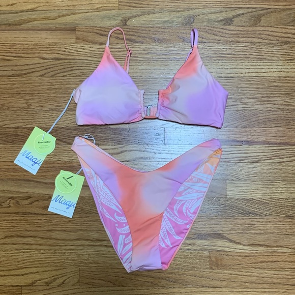 Maaji swimsuit - pastel u wire bikini set reversible bathing suit, bralette top - Picture 1 of 11